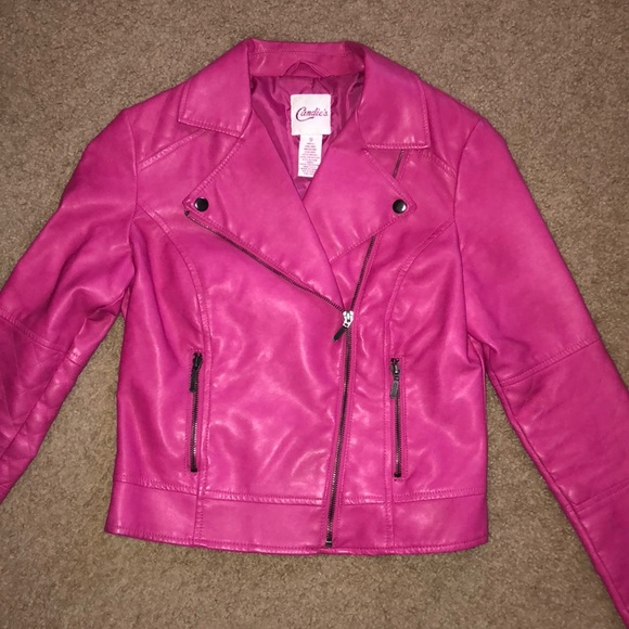 hot pink pleather jacket
